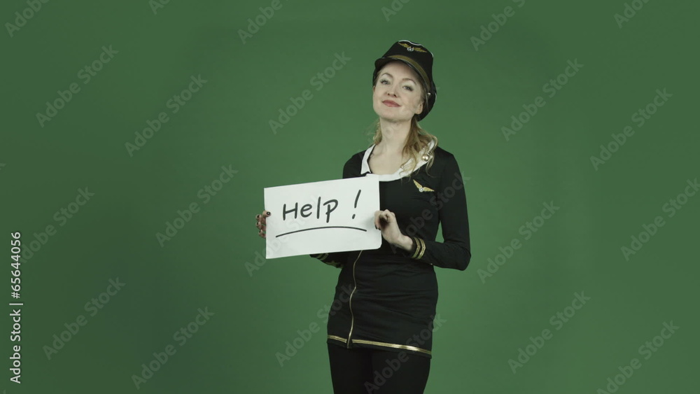 caucasian air hostess isolated on chroma green screen background caucasian air hostess isolated on chroma green screen background