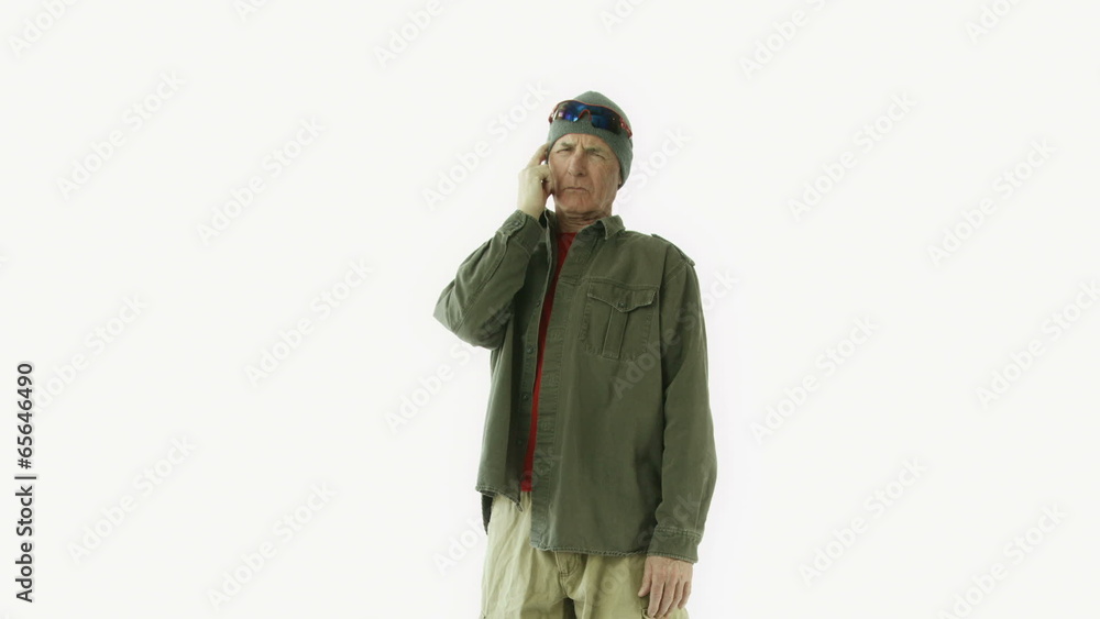 Senior caucasian outdoor man isolated on white thinking Senior caucasian outdoor man isolated on white thinking