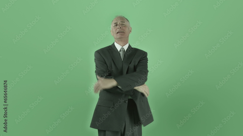 Senior caucasian businessman isolated on chroma green screen Senior caucasian businessman isolated on chroma green screen