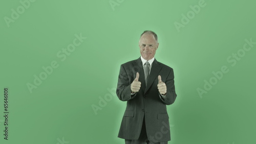 Senior caucasian businessman isolated on chroma green screen