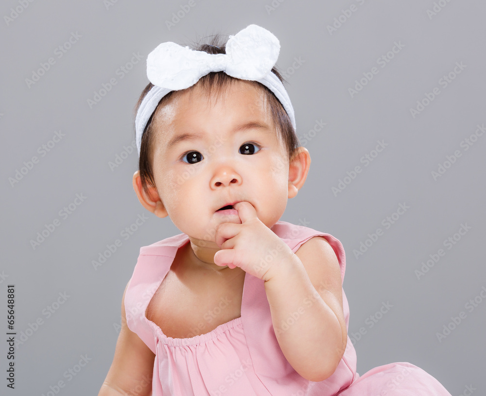 Adorable baby girl suck finger Adorable baby girl suck finger