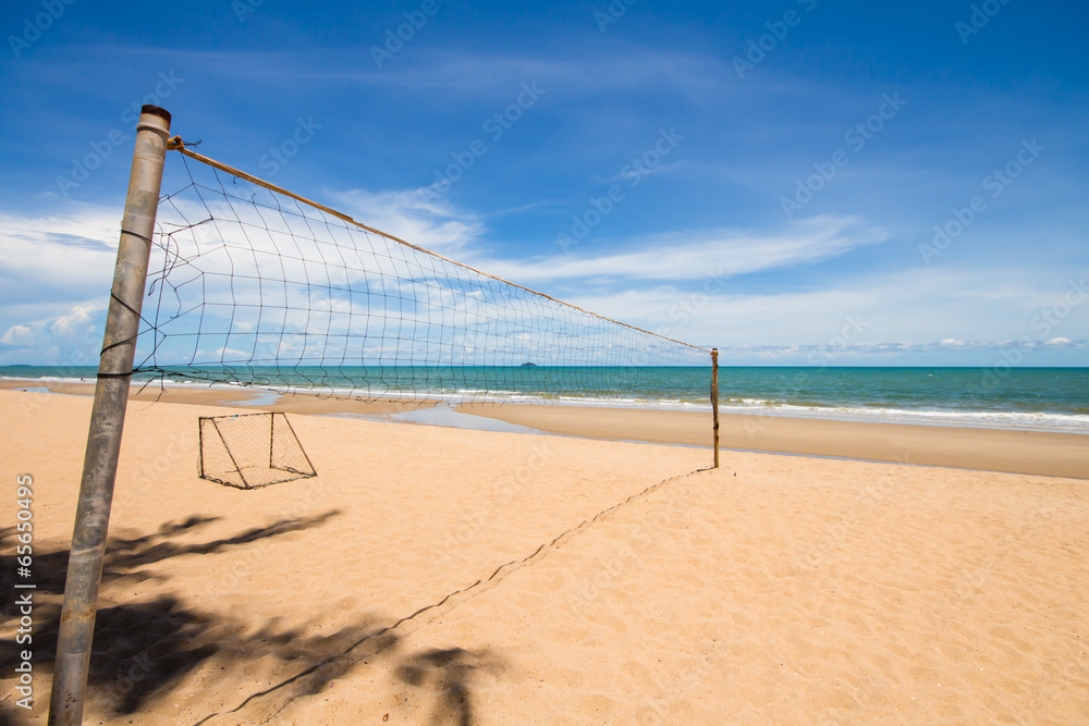 Volleyball net on the  beach