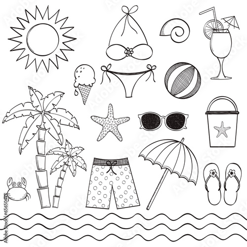 Hand drawn beach set