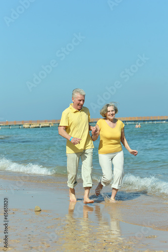 old couple running