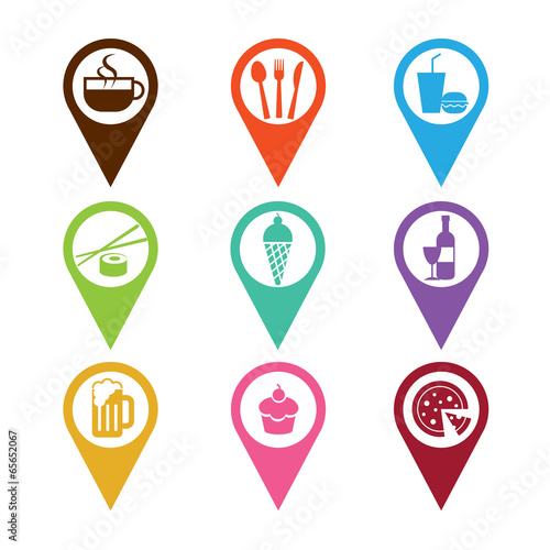 mapping pins icon food and drink