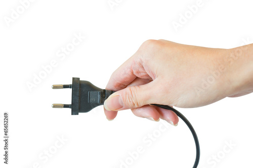 Power connection action home setting electric plug image clean background close-up view technology insight