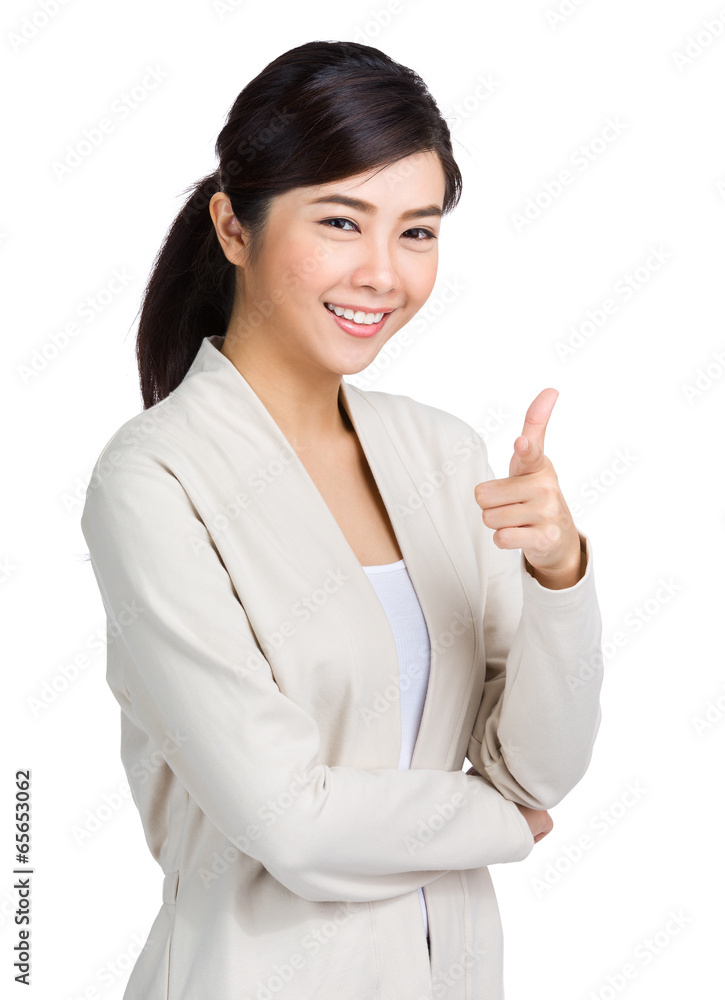 Young pretty asian woman pointing forward Young pretty asian woman pointing forward