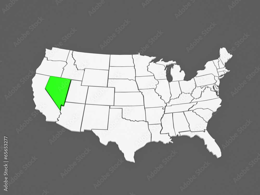 Fototapeta premium Three-dimensional map of Nevada. USA.