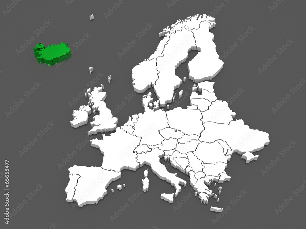 Map of Europe and Iceland.