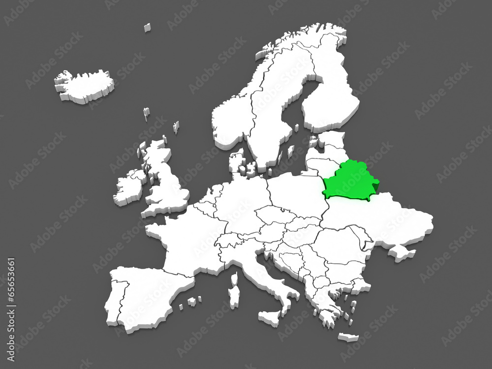 Obraz premium Map of Europe and Belarus.