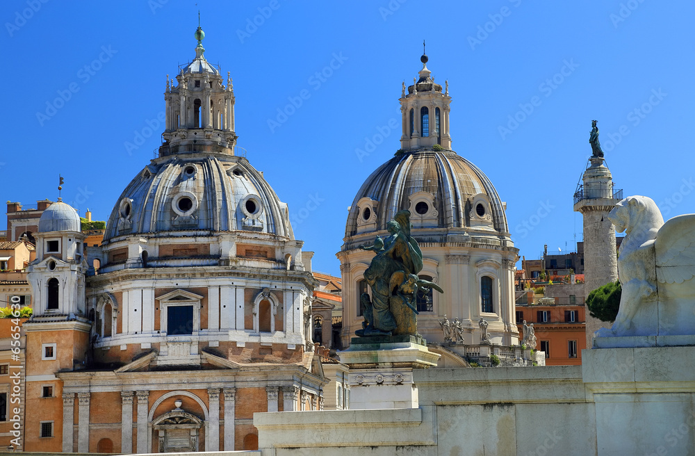 Trajan's Column and Santa Maria di Loreto church, Rome Trajan's Column and Santa Maria di Loreto church, Rome