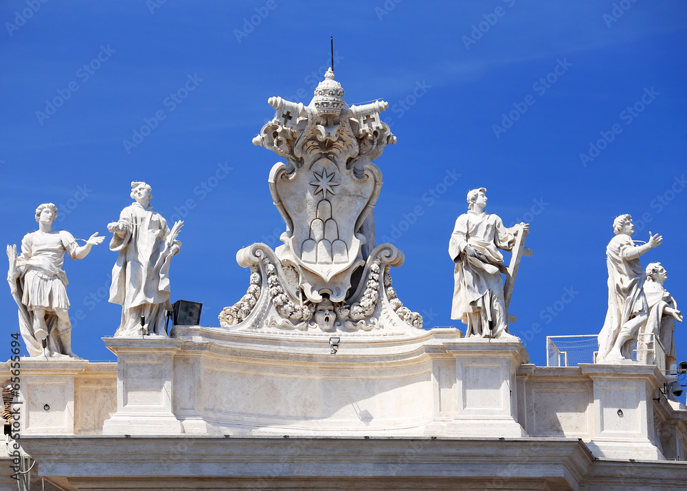 Architectural detail of San Pietro Square, Rome, Italy