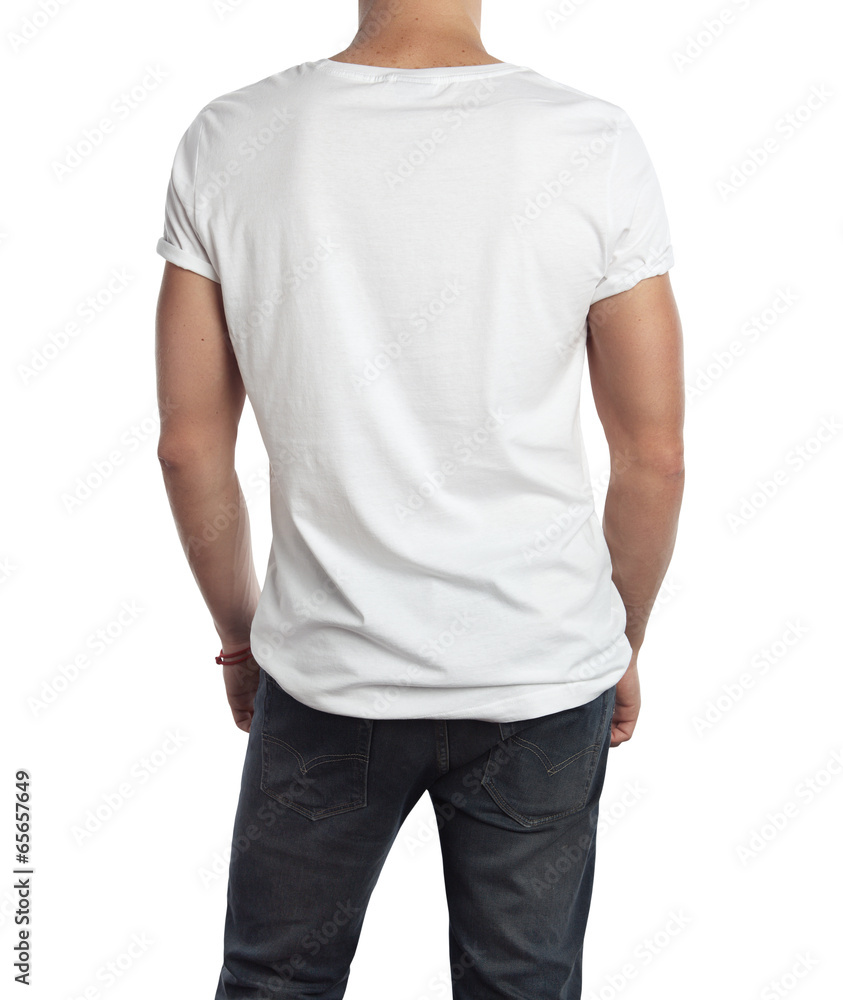 man wearing blank t-shirt. Isolated on white. man wearing blank t-shirt. Isolated on white.