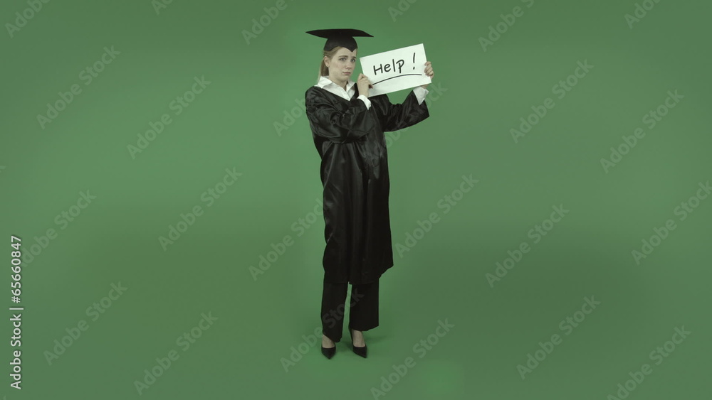 attractive caucasian graduate student isolated on green with attractive caucasian graduate student isolated on green with