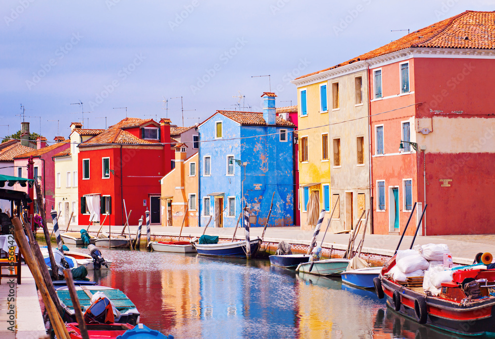 Colorful street, Burano, Venice, Italy