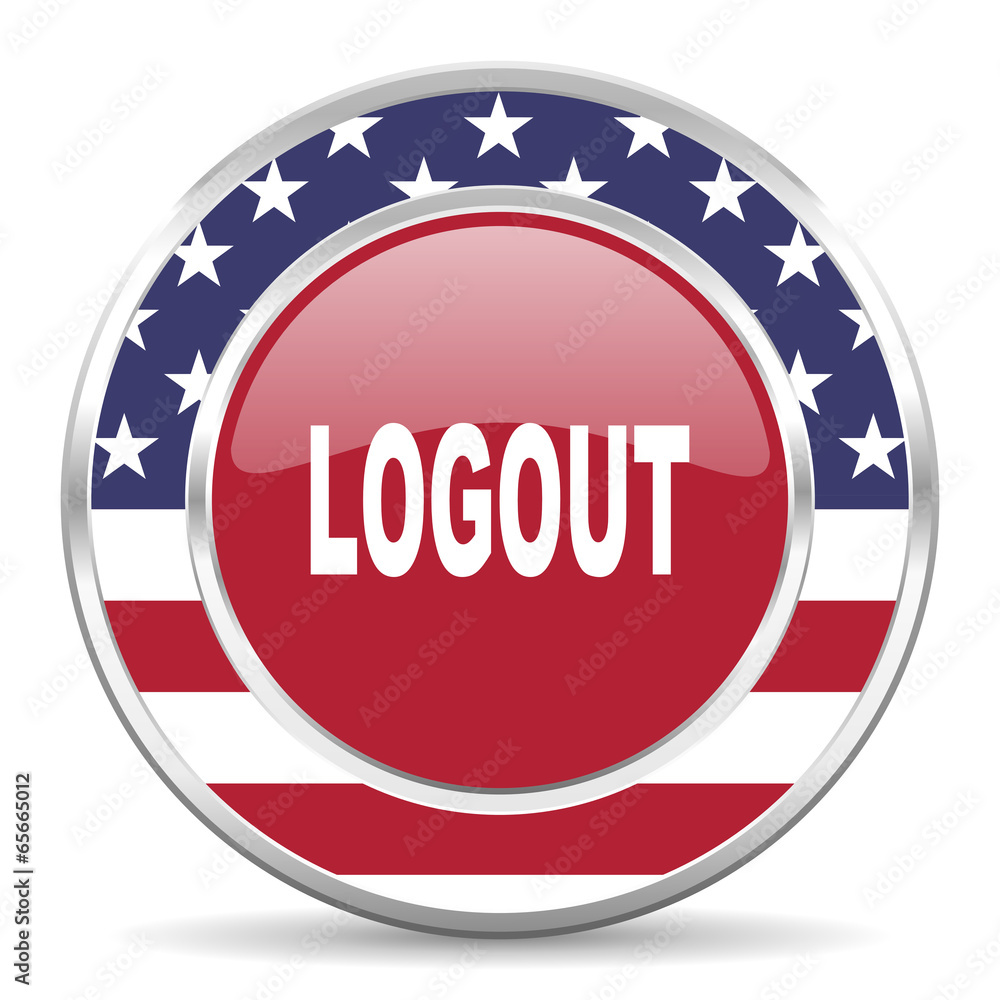logout american icon, usa flag logout american icon, usa flag