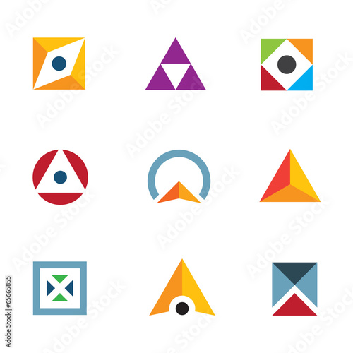 Geometric shape triangle circle and cube combination logo icon