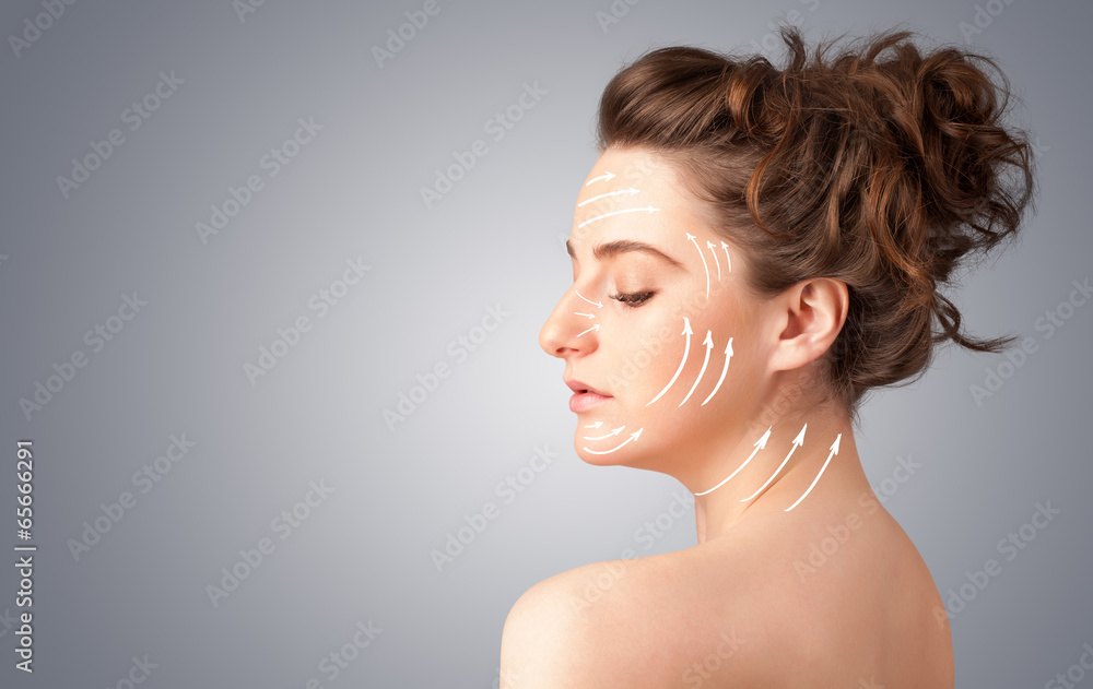 Beautiful girl with facial arrows on her skin Beautiful girl with facial arrows on her skin