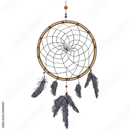 Vector Cartoon Indian Mascot Dream Catcher