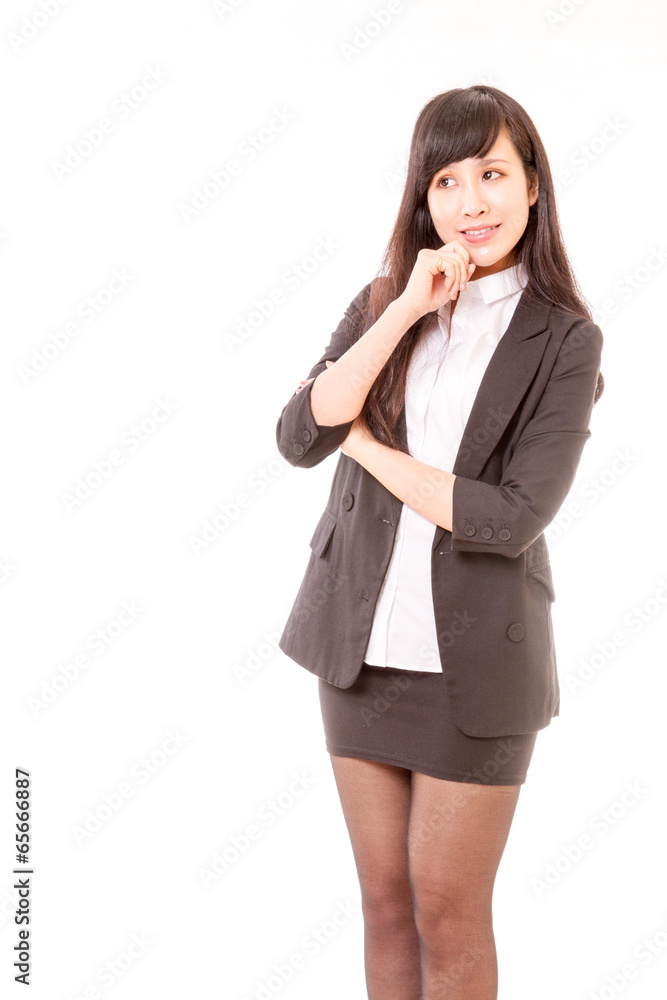 Asian businesswoman thinking