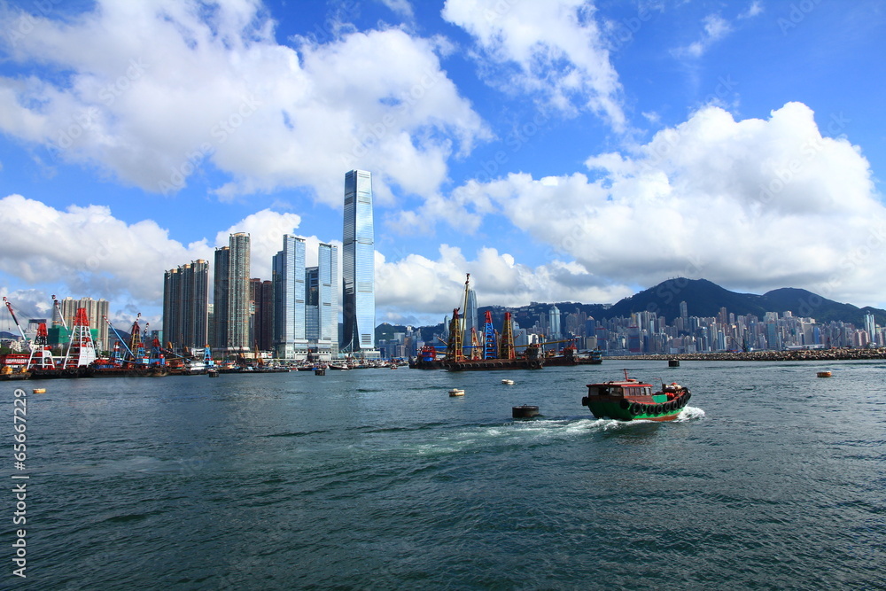 Naklejka premium Hong Kong's Skyline