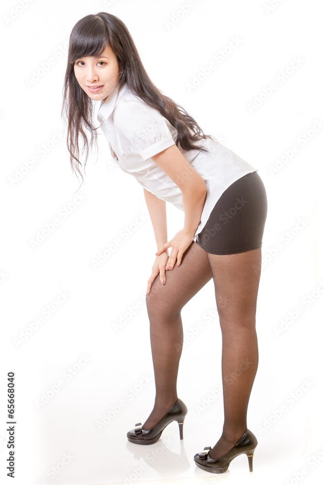 Asian office lady bending Asian office lady bending
