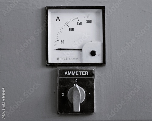 Photos Old gauges , Control panel with few analog ammeter