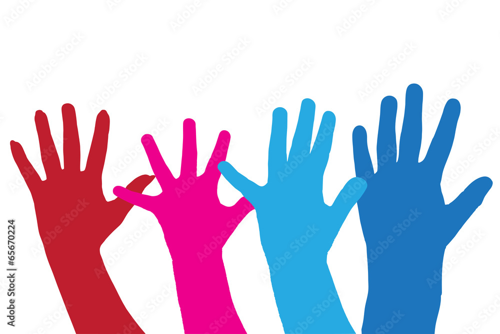 Obraz premium Colour vector silhouettes of hands.