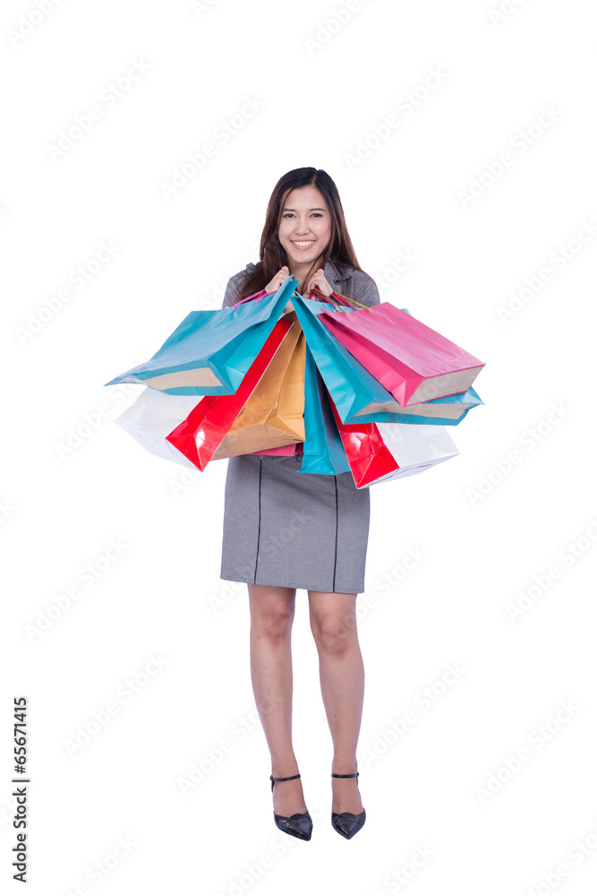 Portrait of woman with shopping bags