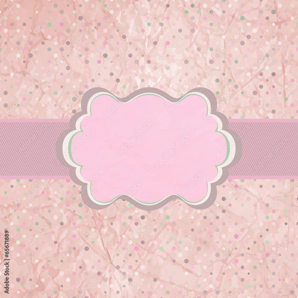 Pink polka dot design frame with dot. EPS 8
