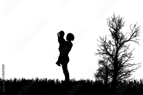 Vector silhouette of family.