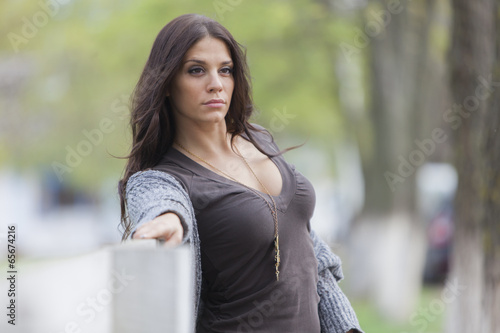 Young woman at autumn park