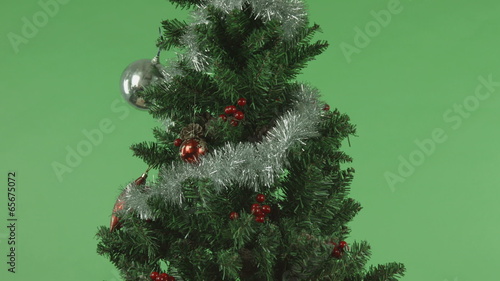 christmas tree isolated on chroma green screen background
