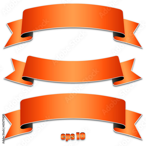 Banderolen mit Schatten und Textfreiraum in blutorange