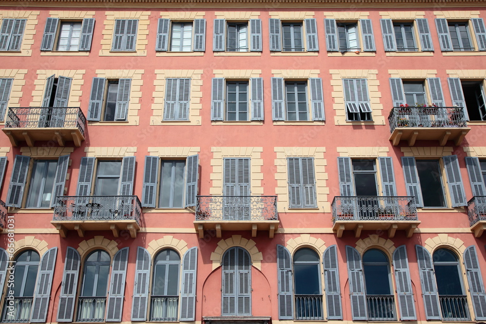Typical building facade in the city of Nice,Cote d'Azur, France