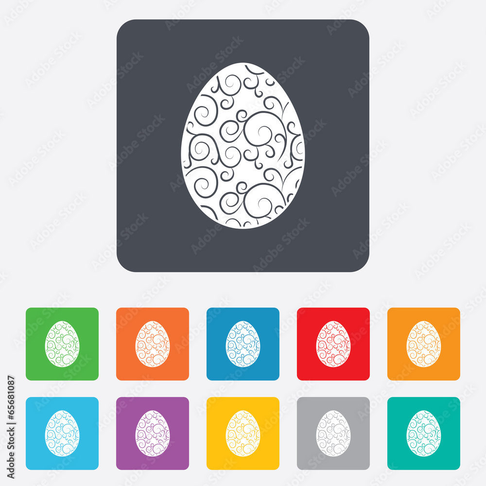 Easter egg sign icon. Easter tradition symbol. Easter egg sign icon. Easter tradition symbol.