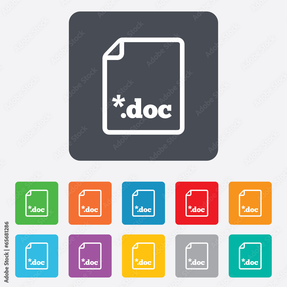File document icon. Download doc button. File document icon. Download doc button.