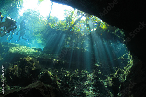 Entrance area of cenote underwater cave