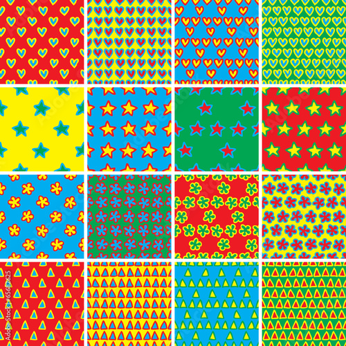 Basic Doodle Seamless Pattern Set No.4 in colors