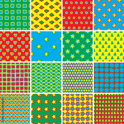 Basic Doodle Seamless Pattern Set No.9 in colors