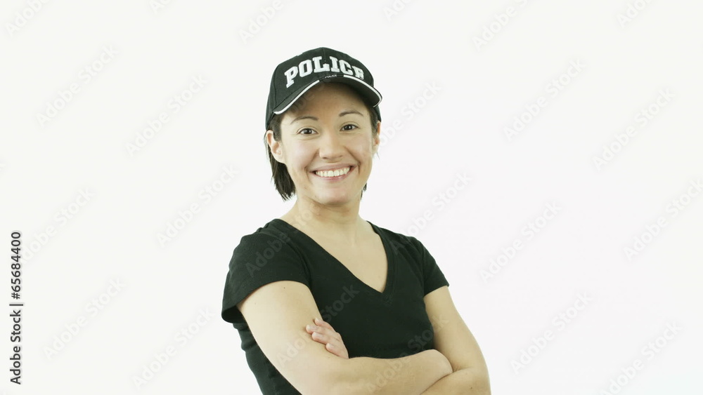 caucasian police woman isolated on white smiling confident arms caucasian police woman isolated on white smiling confident arms
