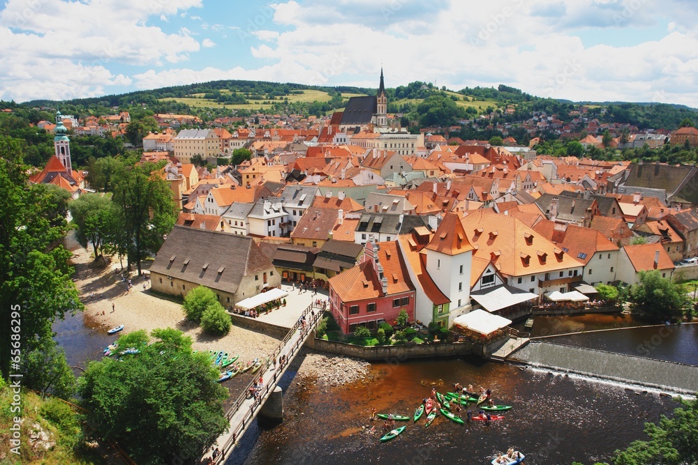 View of the old town Cesky Krumlov, Czech Republic