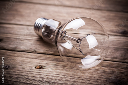 bulb on the brown wooden background