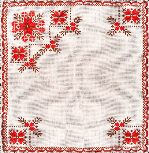 napking embroidered cross-stitch pattern, ethnic ornament