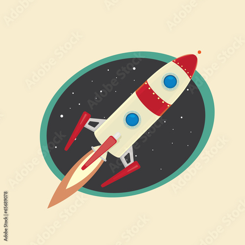 vintage style retro poster of Space rocket