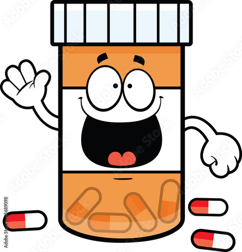 Cartoon Pill Bottle Smiling
