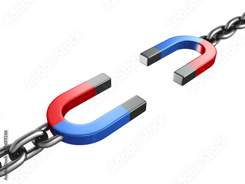 two magnet chain links on a white background