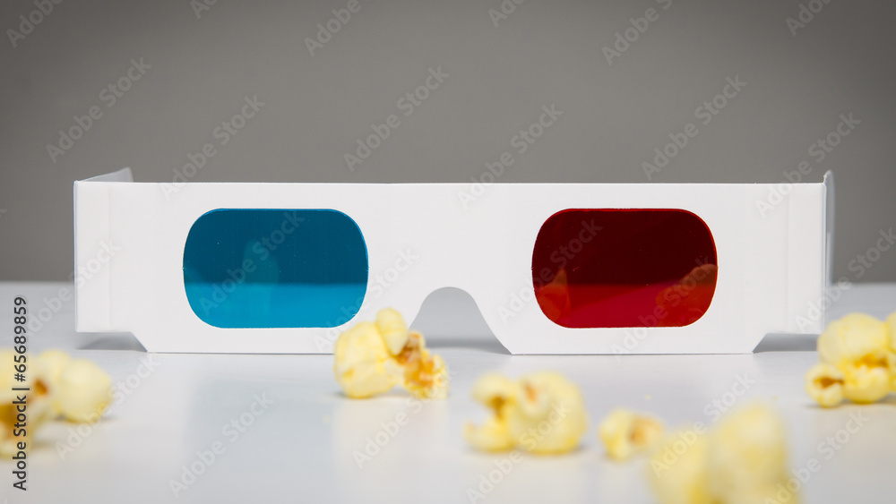 Naklejka premium 3d glasses with popcorn