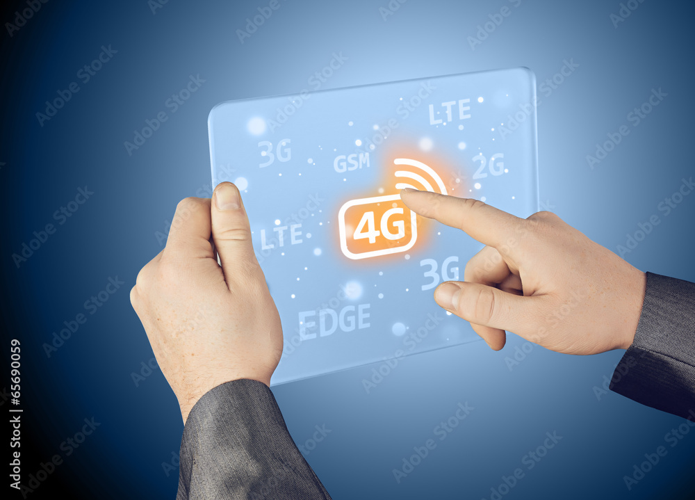Businessman pushing 4g Businessman pushing 4g