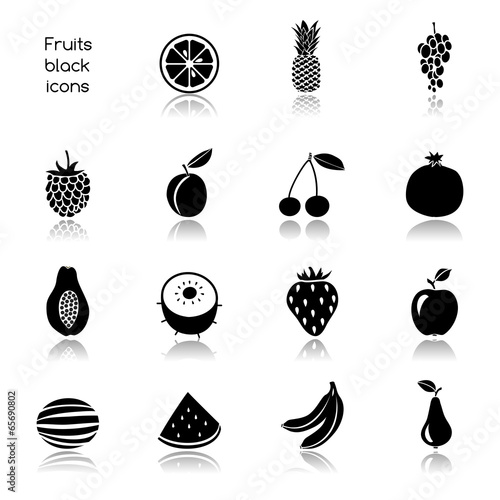 Fruits icons black